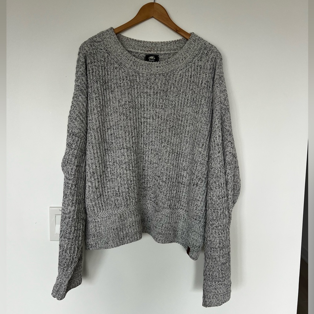 Cozy Cabin Knit Roots Crewneck Pullover Sweater Grey Salt and Pepper Size XL